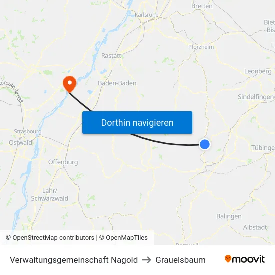 Verwaltungsgemeinschaft Nagold to Grauelsbaum map