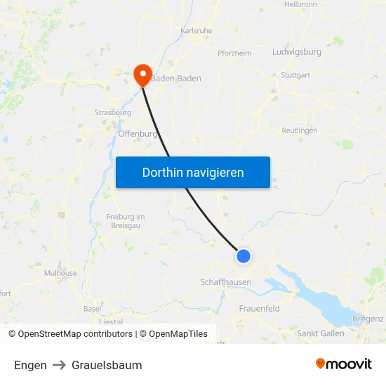 Engen to Grauelsbaum map