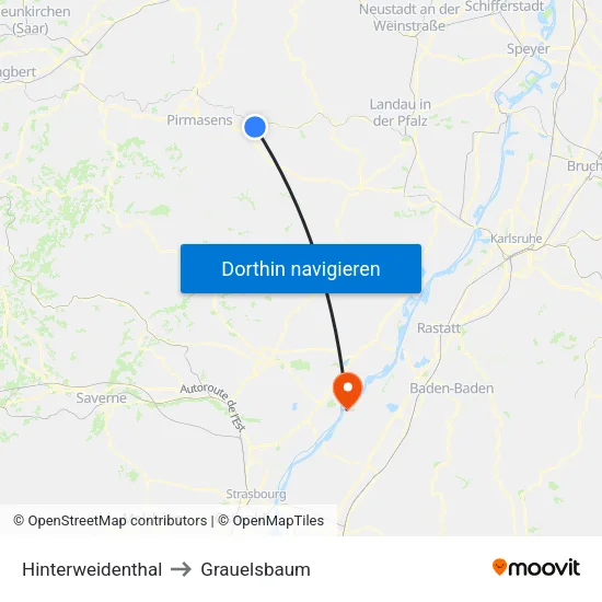 Hinterweidenthal to Grauelsbaum map