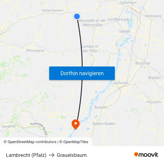 Lambrecht (Pfalz) to Grauelsbaum map
