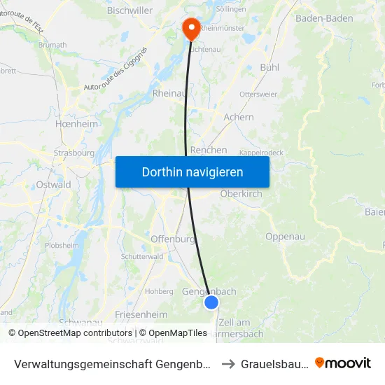 Verwaltungsgemeinschaft Gengenbach to Grauelsbaum map