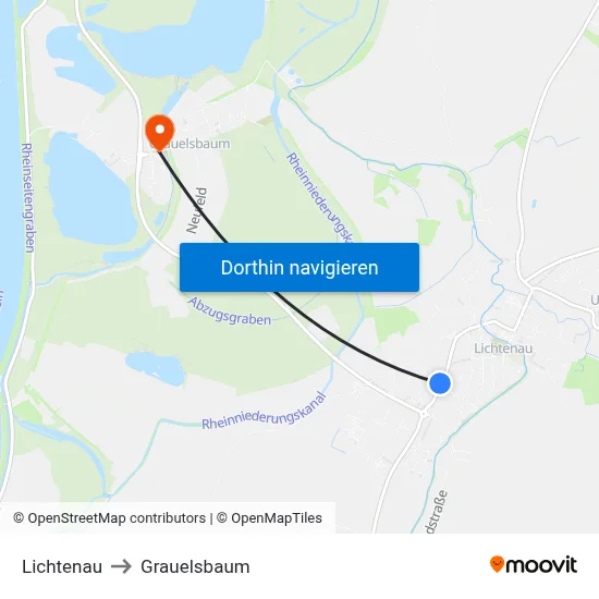 Lichtenau to Grauelsbaum map