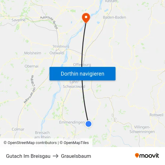 Gutach Im Breisgau to Grauelsbaum map