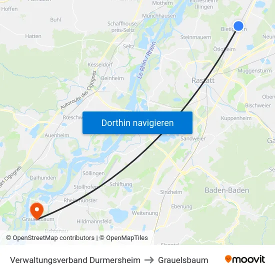 Verwaltungsverband Durmersheim to Grauelsbaum map