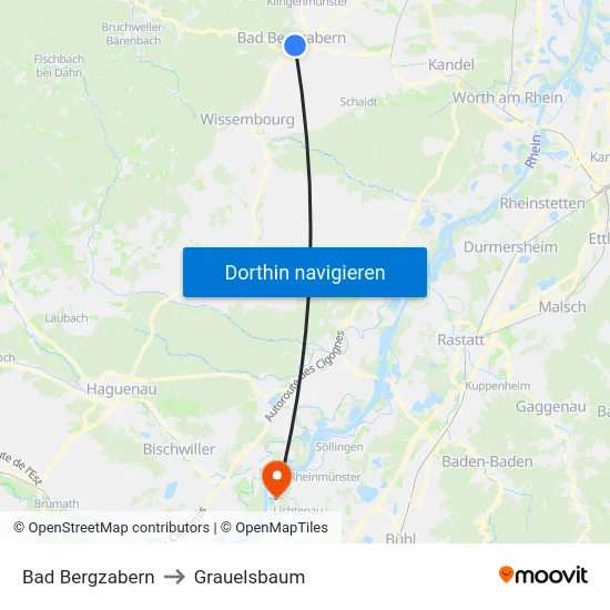 Bad Bergzabern to Grauelsbaum map