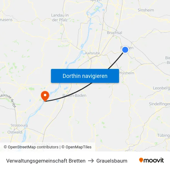Verwaltungsgemeinschaft Bretten to Grauelsbaum map