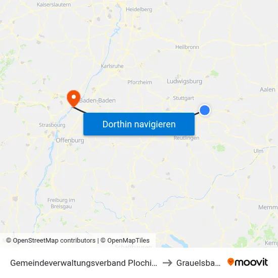 Gemeindeverwaltungsverband Plochingen to Grauelsbaum map