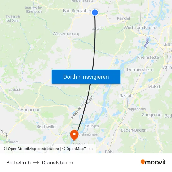 Barbelroth to Grauelsbaum map