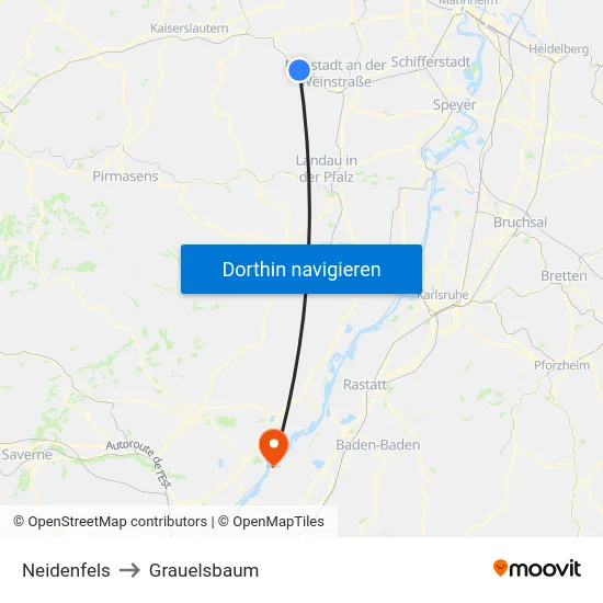 Neidenfels to Grauelsbaum map
