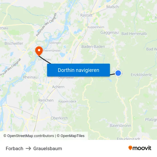 Forbach to Grauelsbaum map
