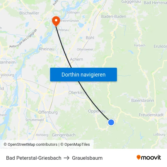 Bad Peterstal-Griesbach to Grauelsbaum map