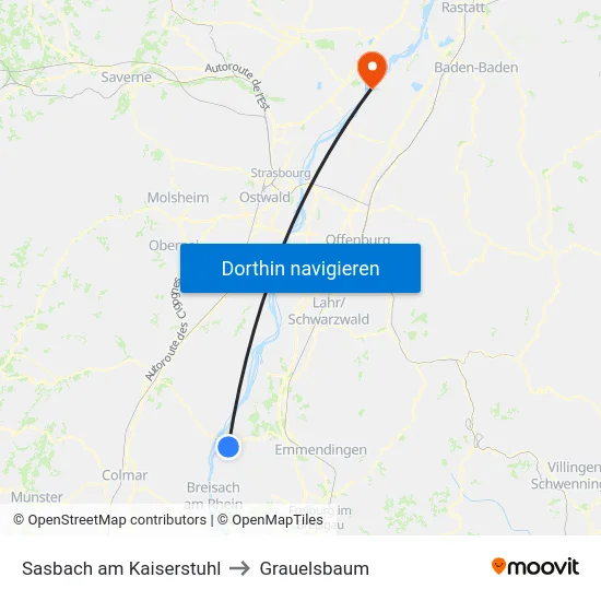 Sasbach am Kaiserstuhl to Grauelsbaum map
