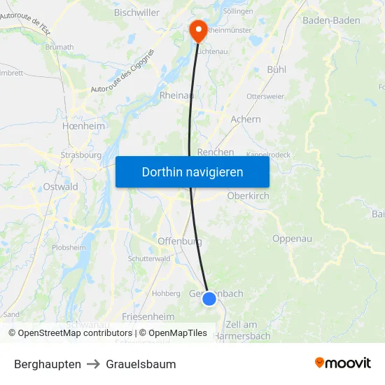 Berghaupten to Grauelsbaum map