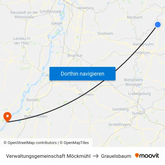 Verwaltungsgemeinschaft Möckmühl to Grauelsbaum map