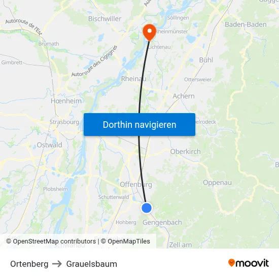 Ortenberg to Grauelsbaum map