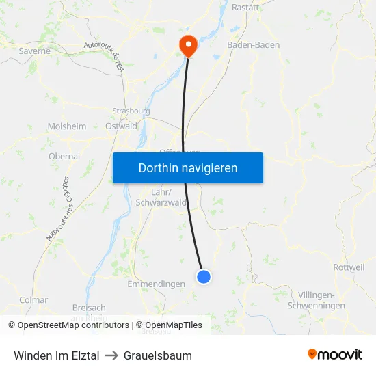 Winden Im Elztal to Grauelsbaum map