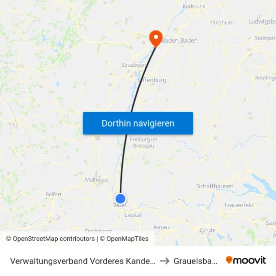 Verwaltungsverband Vorderes Kandertal to Grauelsbaum map