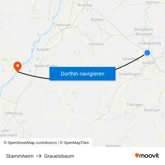Stammheim to Grauelsbaum map