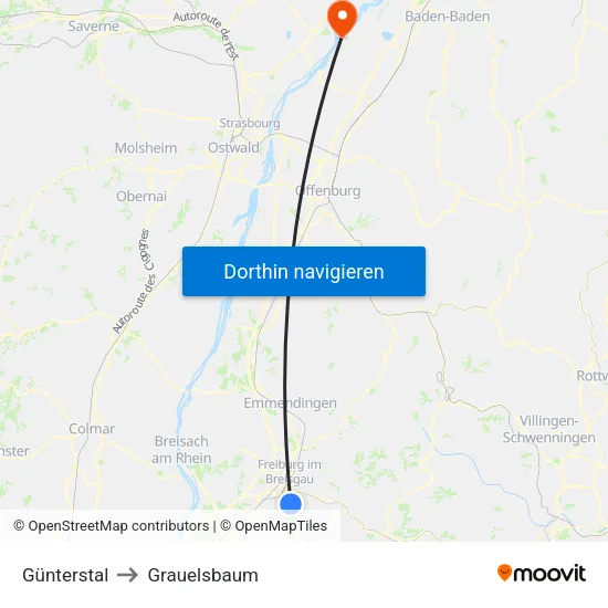 Günterstal to Grauelsbaum map