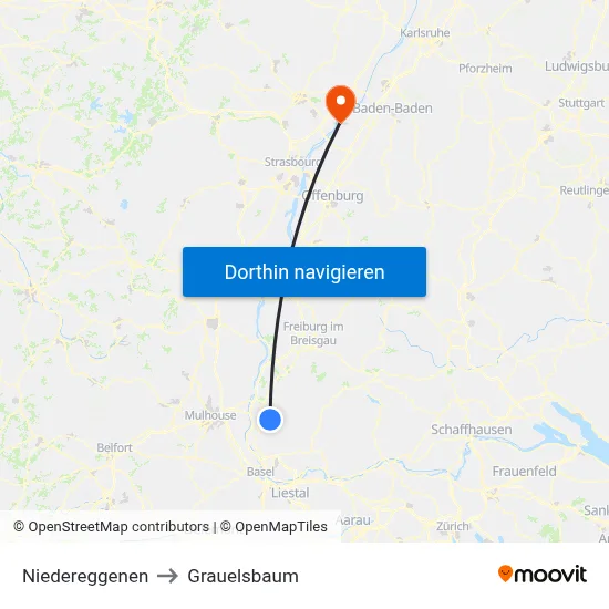 Niedereggenen to Grauelsbaum map