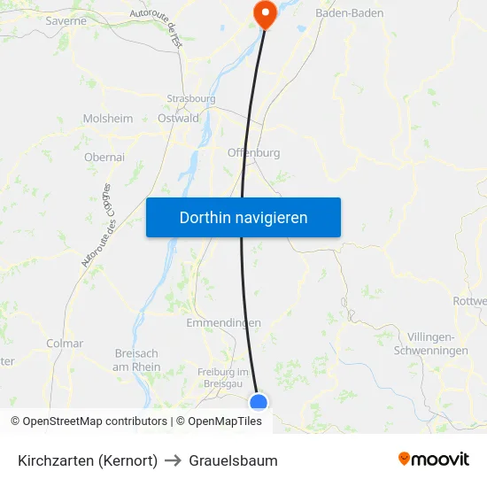 Kirchzarten (Kernort) to Grauelsbaum map
