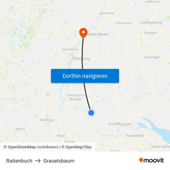 Raitenbuch to Grauelsbaum map