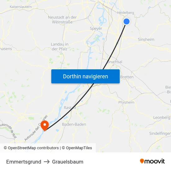 Emmertsgrund to Grauelsbaum map