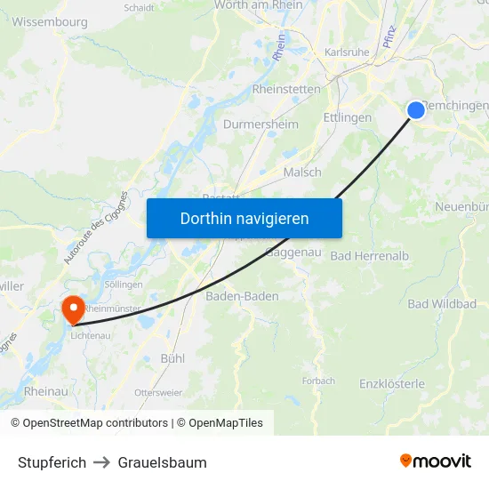 Stupferich to Grauelsbaum map