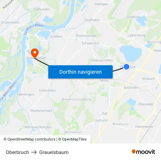 Oberbruch to Grauelsbaum map