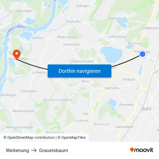 Weitenung to Grauelsbaum map