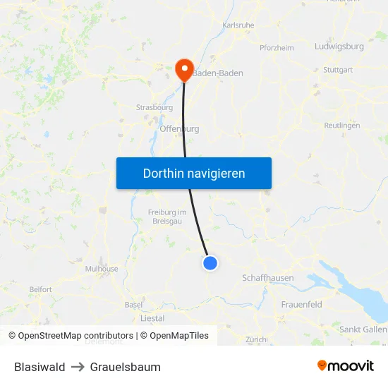 Blasiwald to Grauelsbaum map
