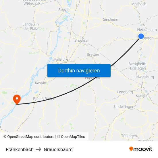 Frankenbach to Grauelsbaum map