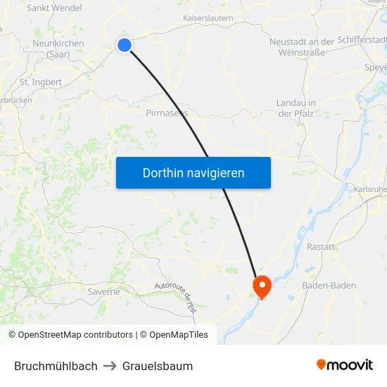 Bruchmühlbach to Grauelsbaum map