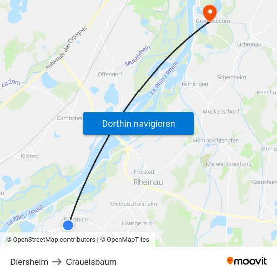 Diersheim to Grauelsbaum map