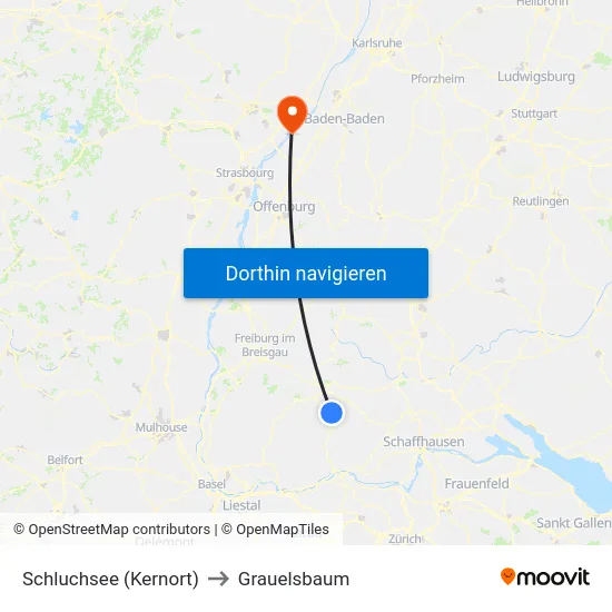 Schluchsee (Kernort) to Grauelsbaum map