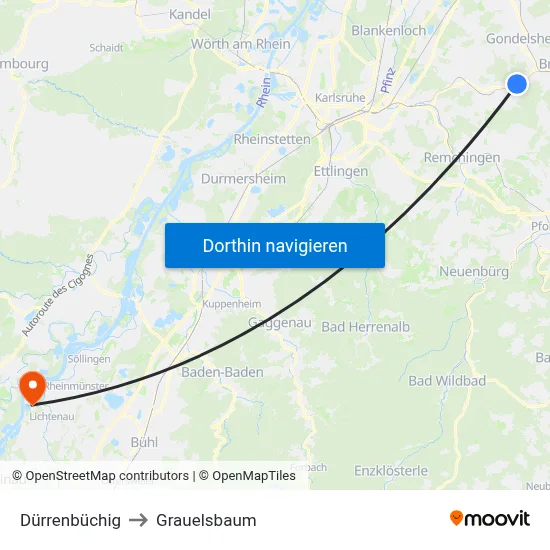 Dürrenbüchig to Grauelsbaum map