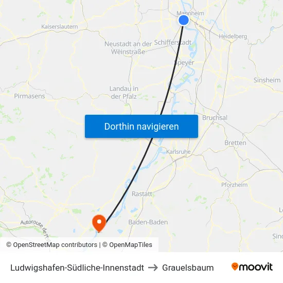 Ludwigshafen-Südliche-Innenstadt to Grauelsbaum map