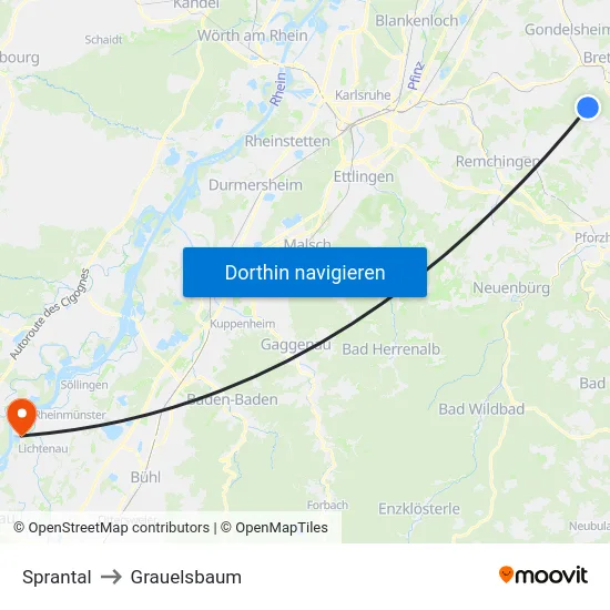 Sprantal to Grauelsbaum map