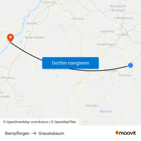 Bempflingen to Grauelsbaum map