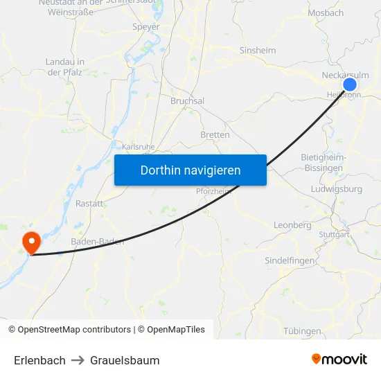 Erlenbach to Grauelsbaum map