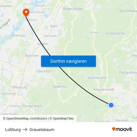 Loßburg to Grauelsbaum map