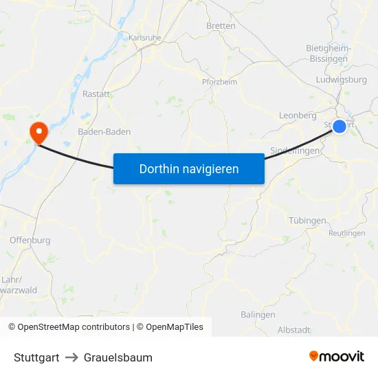 Stuttgart to Grauelsbaum map