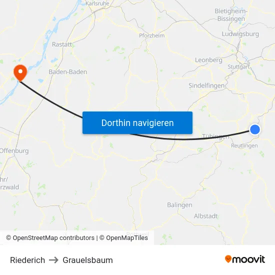 Riederich to Grauelsbaum map