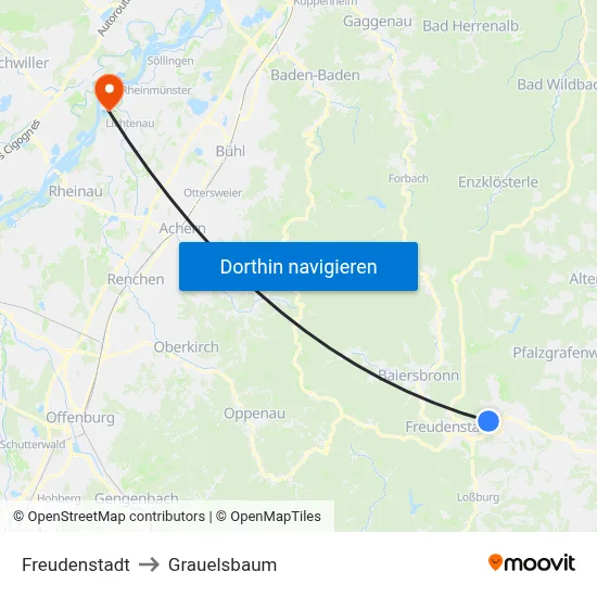 Freudenstadt to Grauelsbaum map