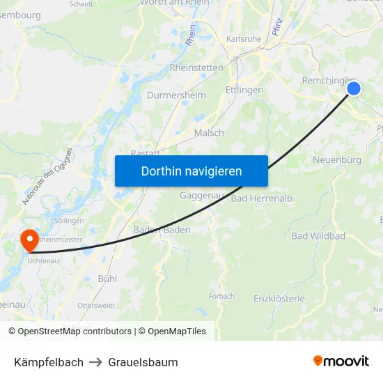 Kämpfelbach to Grauelsbaum map
