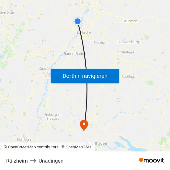 Rülzheim to Unadingen map