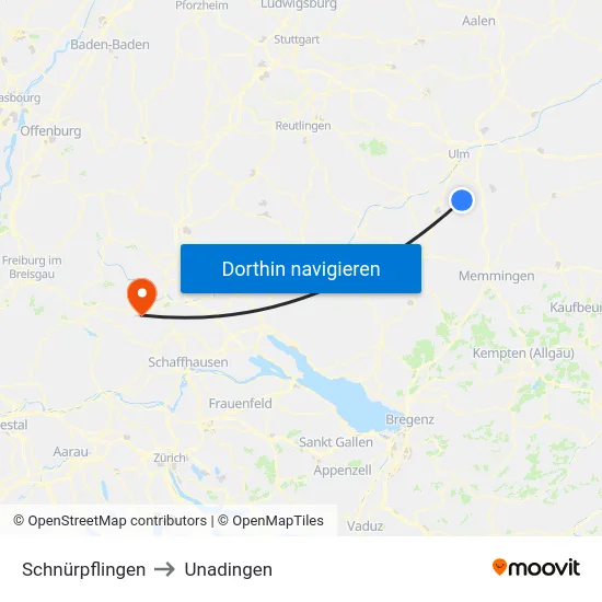 Schnürpflingen to Unadingen map