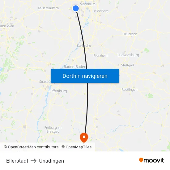 Ellerstadt to Unadingen map