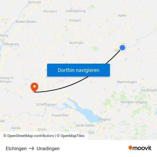 Elchingen to Unadingen map