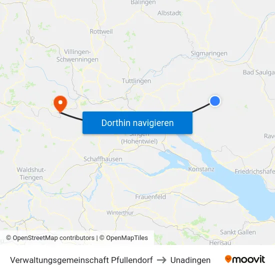 Verwaltungsgemeinschaft Pfullendorf to Unadingen map